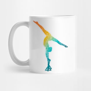 An acrobat doing a split arch Mug